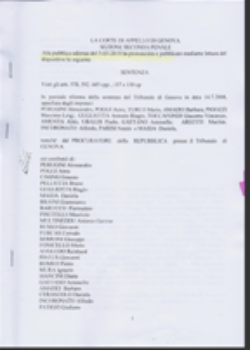 Il processo per le torture alla caserma Bolzaneto di Genova durante il G8 del luglio 2001. Il dispositivo e le motivazioni della sentenza della Corte di appello