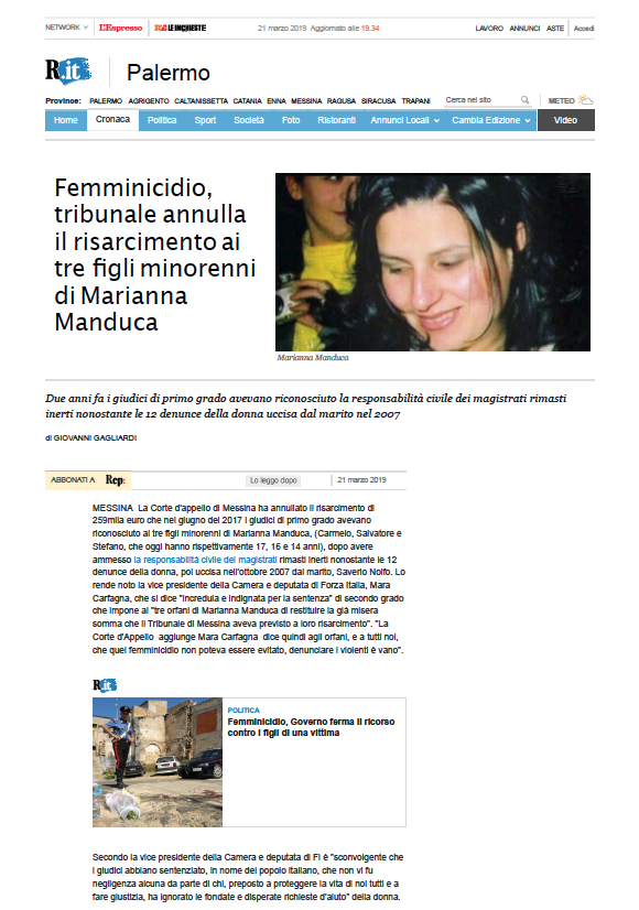 Articolo di Repubblica - Palermo