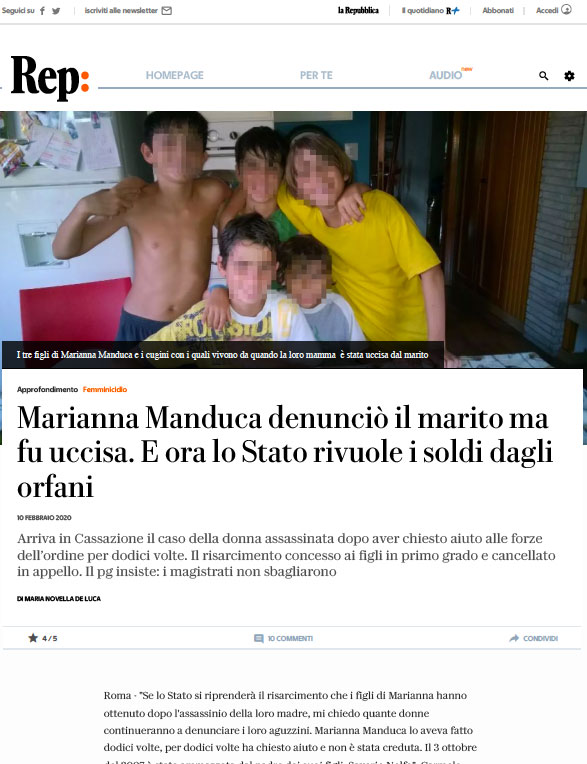 Marianna Manduca articolo Repubblica